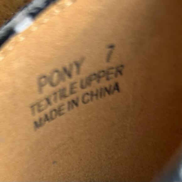 NYLA Pony Platforms Womens SIze 7 Black White Animal Print Faux Fur Retro 70's - Picture 6 of 9